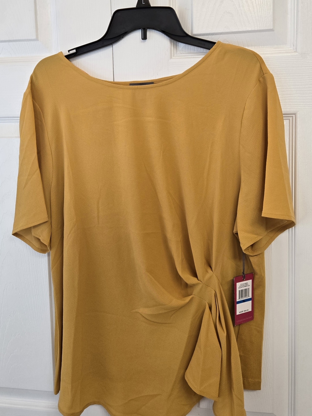 Vince Camuto Mustard Side-Tie Short Sleeve Tunic